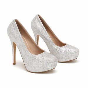 Delicacy silver rhinestone spike heels formal shoes Size: 6.5